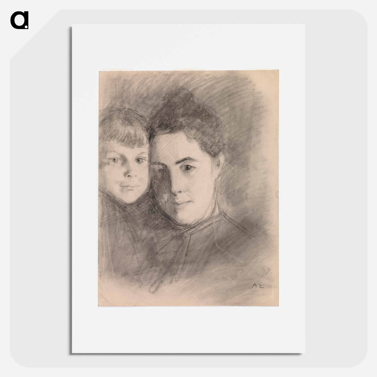 Portrait of the artist's wife and son - アルバート エーデルフェルト Poster.