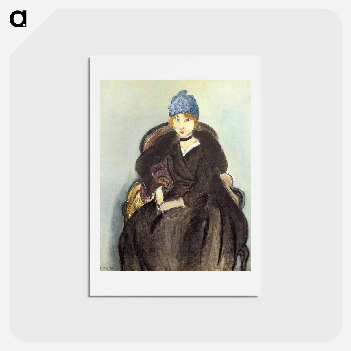 アートポストカード-Marguerite Wearing a Hat - アンリ マティス Postcard.