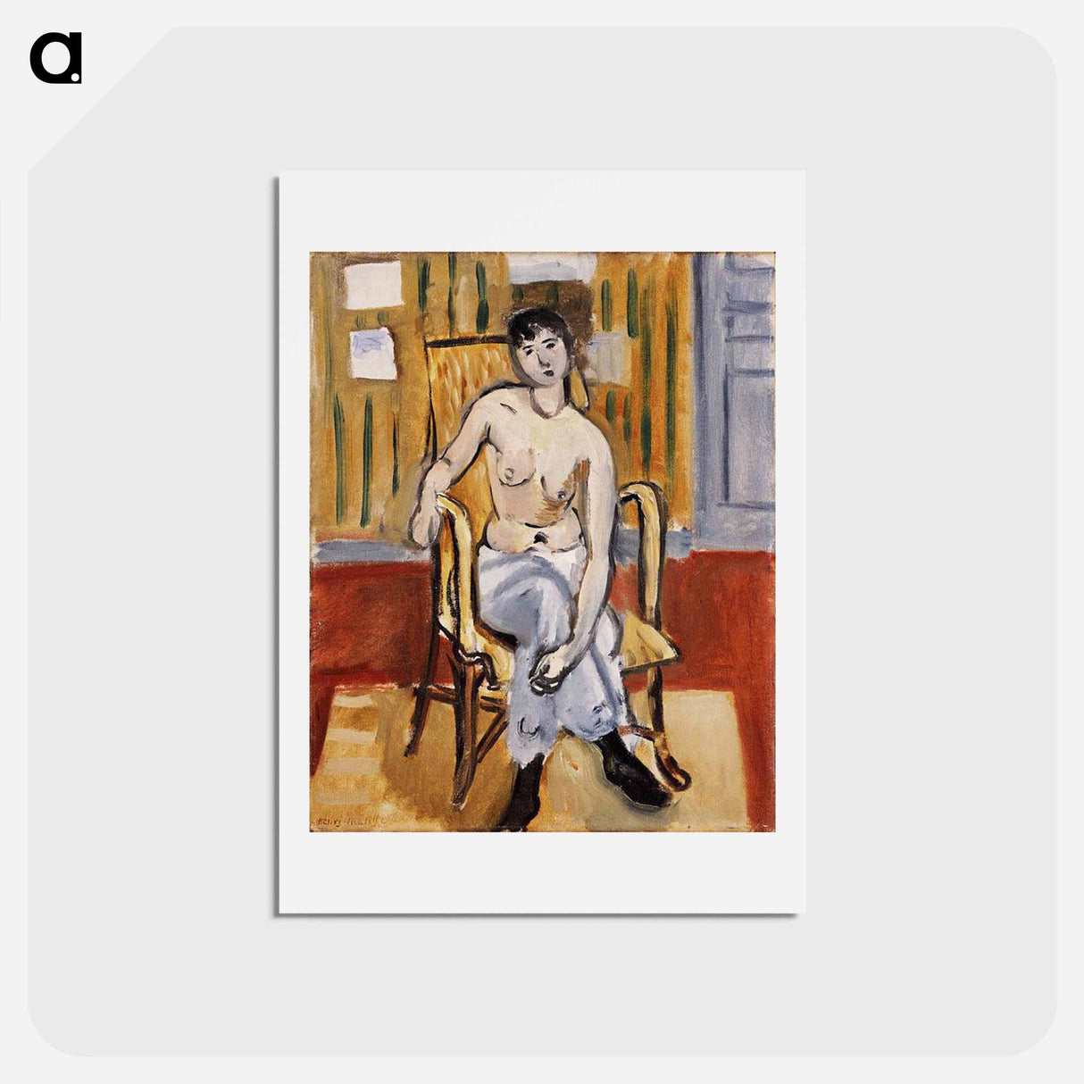 アートポストカード-Seated Figure, Tan Room - アンリ マティス Postcard.