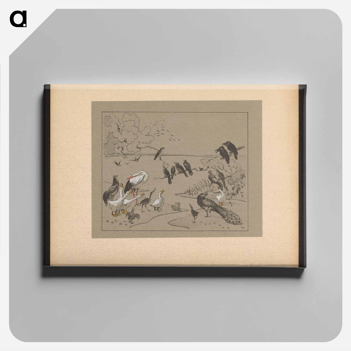 Groep diverse vogels en een kikker - テオ ヴァン ホイテマ Canvas.