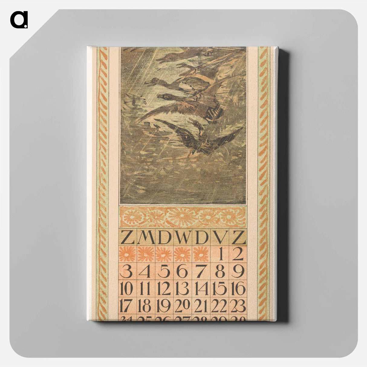 Kalenderblad oktober met vliegende eenden - テオ ヴァン ホイテマ Canvas.