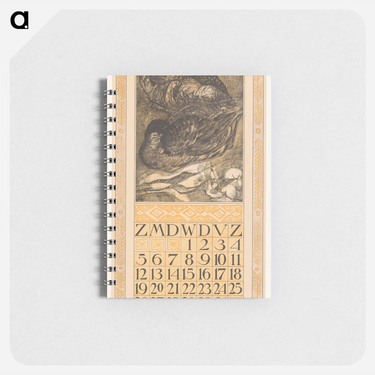 Kalenderblad december met twee slapende eenden - テオ ヴァン ホイテマ Memo.