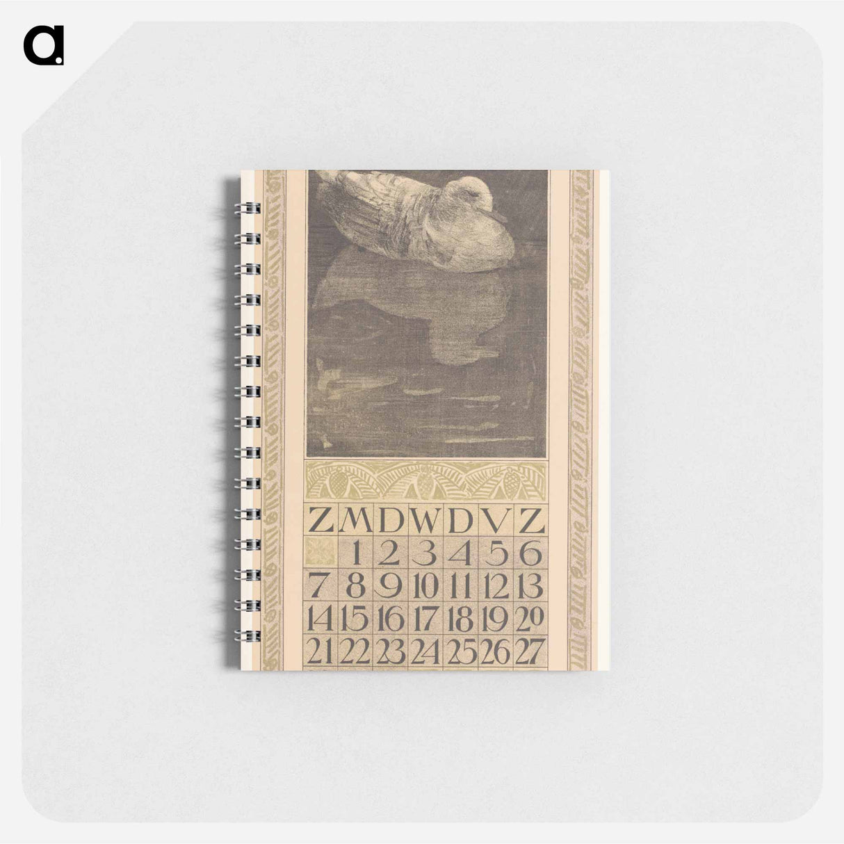 Kalenderblad november met drijvende eend - テオ ヴァン ホイテマ Memo.