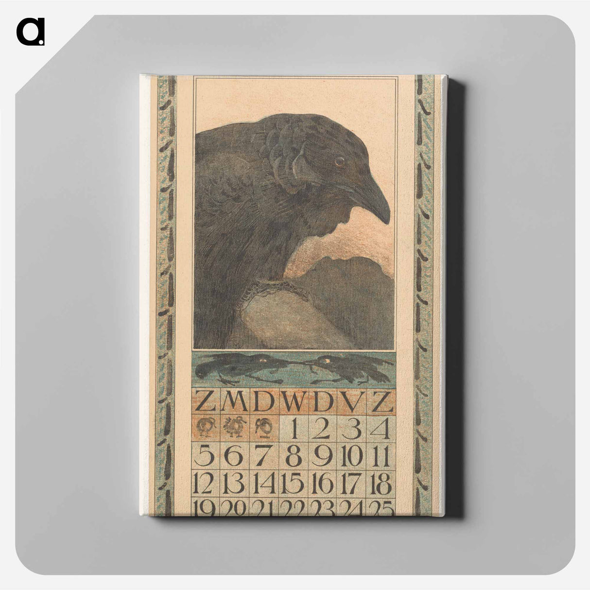 Kalenderblad januari met kraai - テオ ヴァン ホイテマ Canvas.