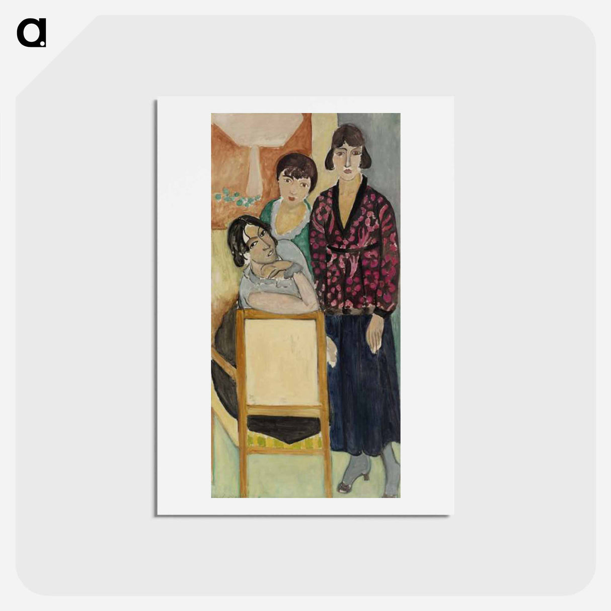アートポストカード-Three Sisters and The Rose Marble Table - アンリ マティス Postcard.