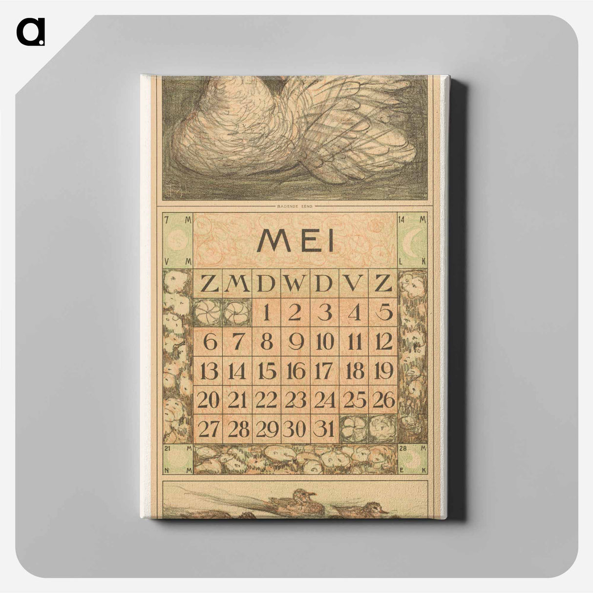 Kalenderblad mei met witte eend - テオ ヴァン ホイテマ Canvas.