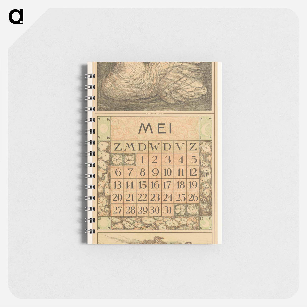 Kalenderblad mei met witte eend - テオ ヴァン ホイテマ Memo.