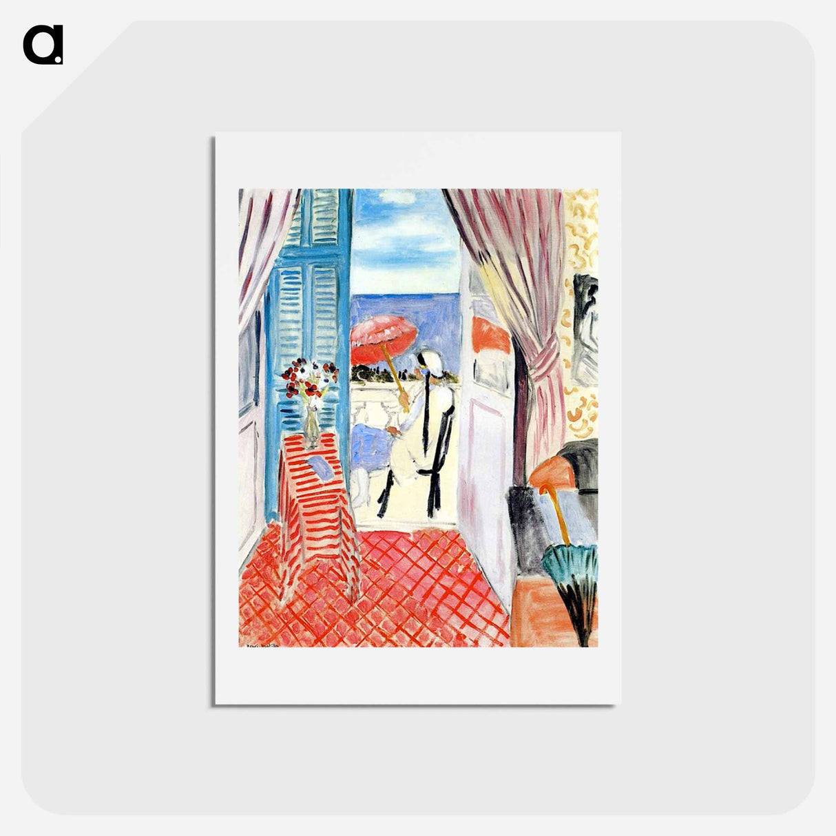 アートポストカード-Woman with a Red Umbrella - アンリ マティス Postcard.