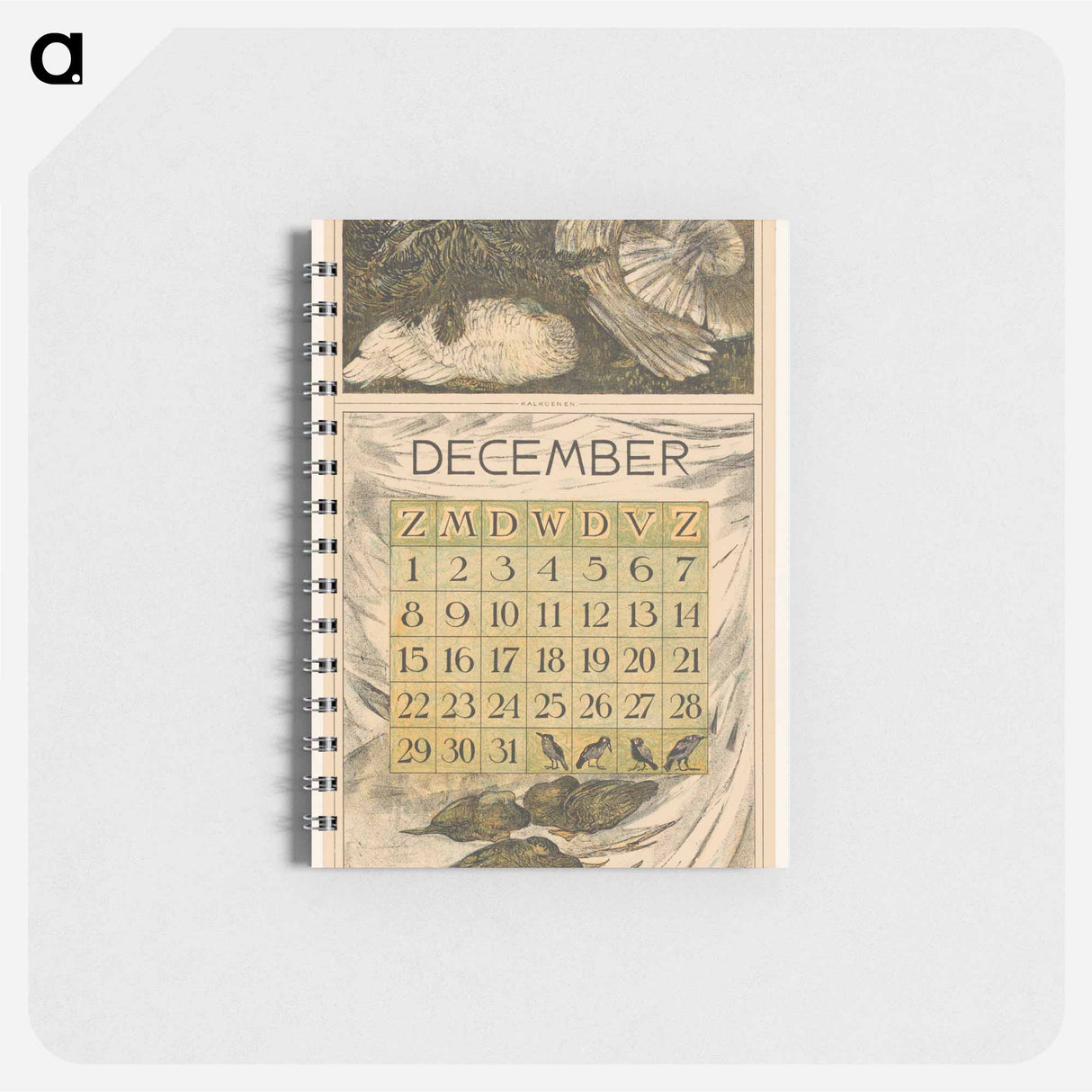 Kalenderblad december met kalkoenen en eenden - テオ ヴァン ホイテマ Memo.