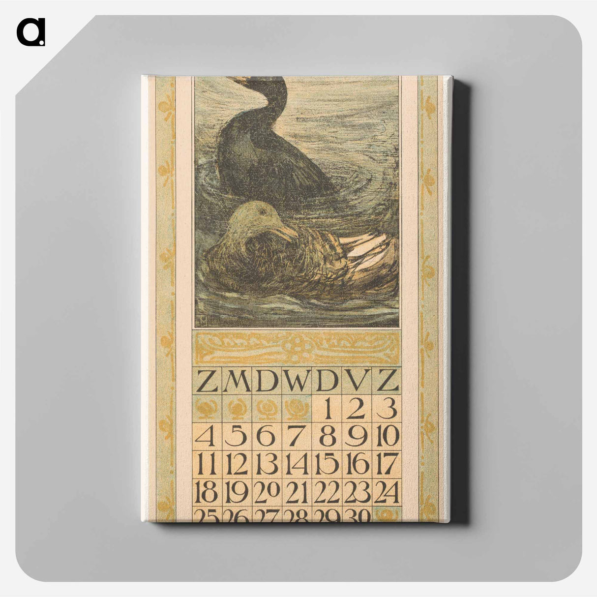 Kalenderblad april met twee zwemmende eenden - テオ ヴァン ホイテマ Canvas.