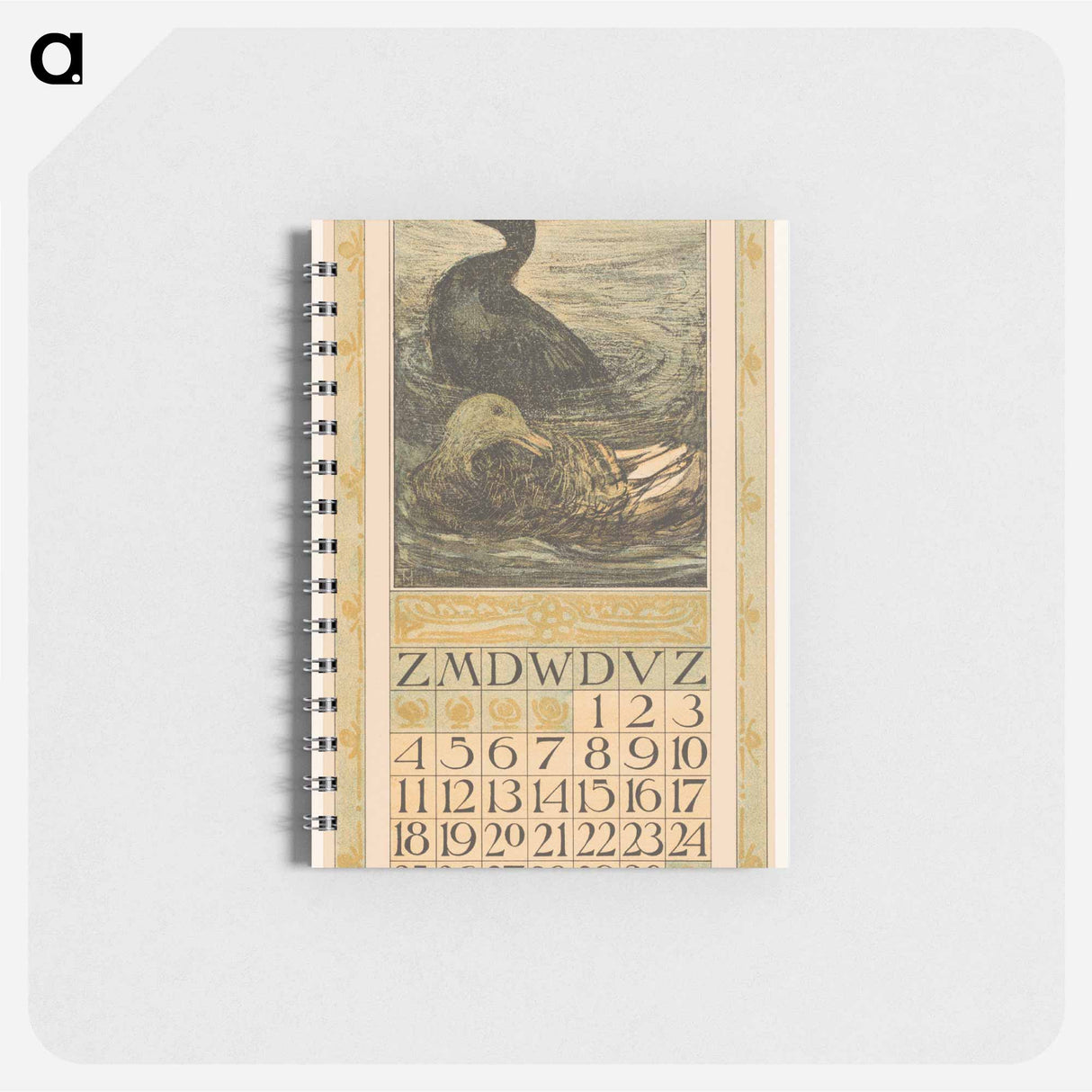 Kalenderblad april met twee zwemmende eenden - テオ ヴァン ホイテマ Memo.