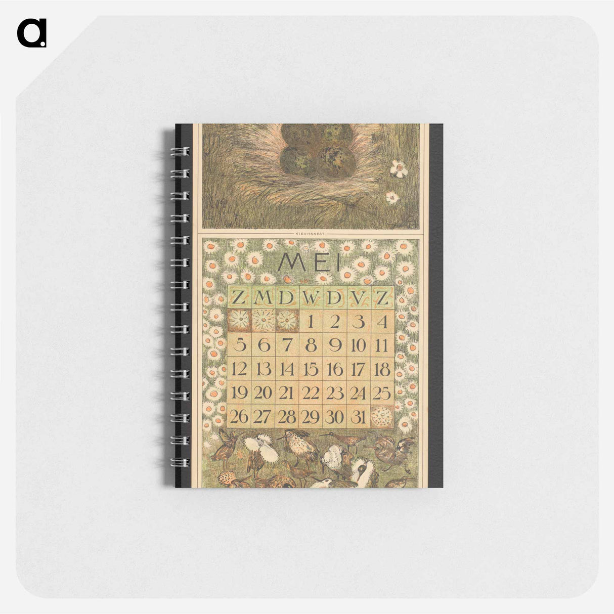 Kalenderblad voor mei 1912 met kievitseieren en kemphanen - テオ ヴァン ホイテマ Memo.