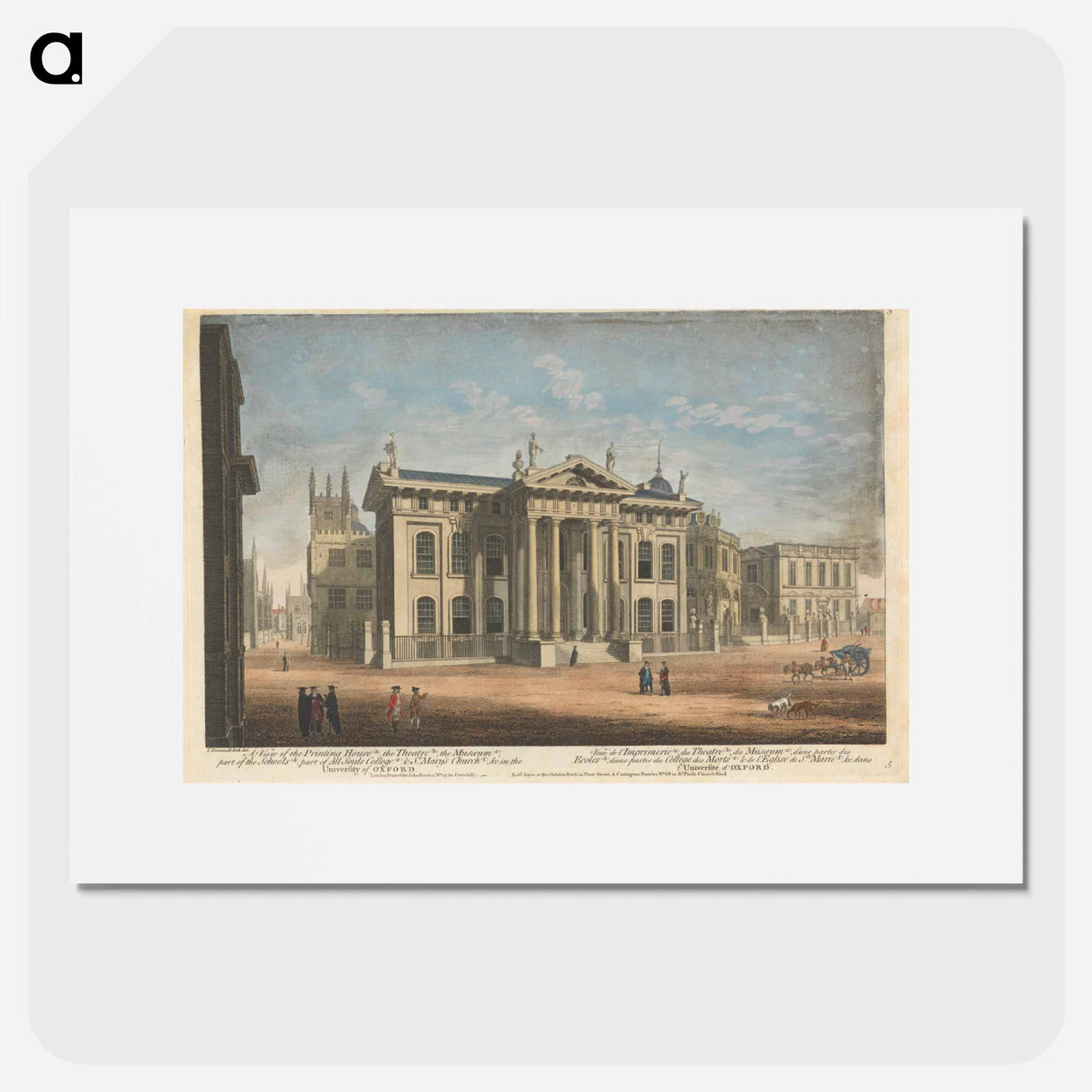 アートポスター-A View of the Printing House (a), the Theatre (b), the Museum (c), part of the Schools (d), part of All Souls College (e), & St. Mary's Church (f), & c. in the University of Oxford
- イェール大学アートギャラリー Poster.