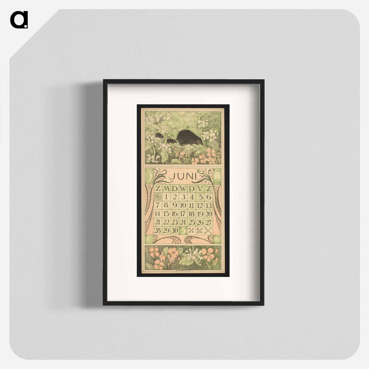 Calendar for June 1914 with an empty and young man by Theo van Hoytema - Theo van Hoytema Poster.