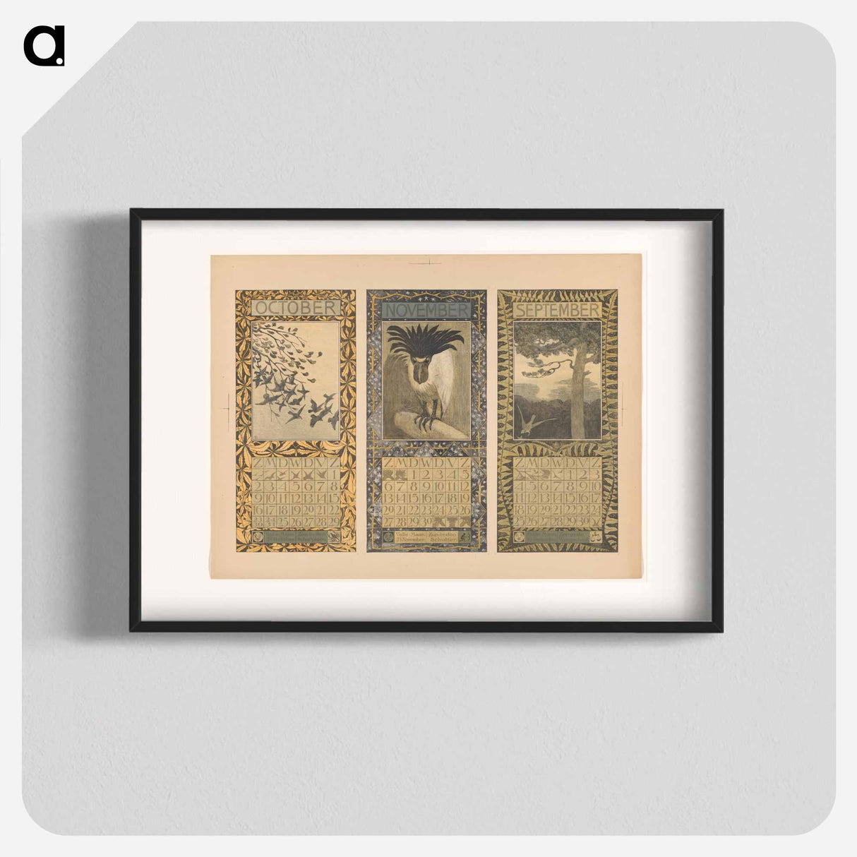 Kalenders voor oktober, november en september 1904 by Theo van Hoytema, Theo van Hoytema and Tresling and Comp - テオ ヴァン ホイテマ Poster.