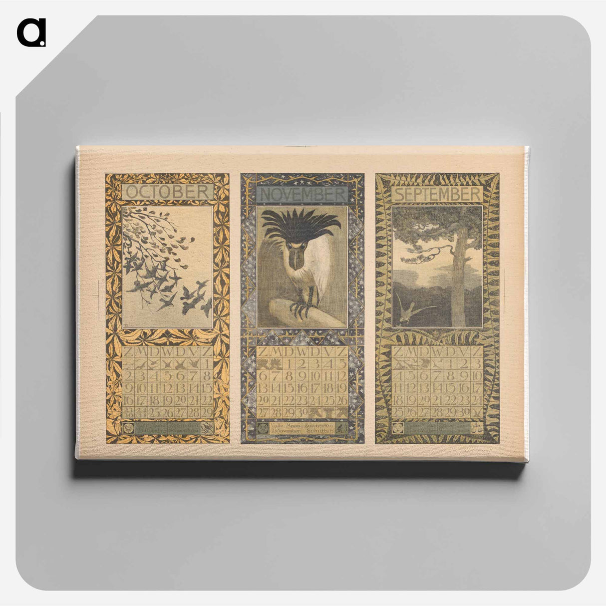 Kalenders voor oktober, november en september 1904 by Theo van Hoytema, Theo van Hoytema and Tresling and Comp - Theo van Hoytema Canvas.