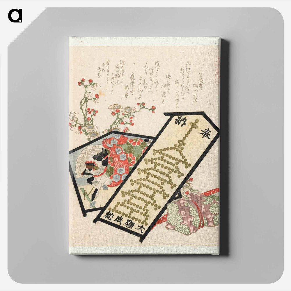 A comparison of Genroku poems and shells - Katsushika Hokusai Canvas.