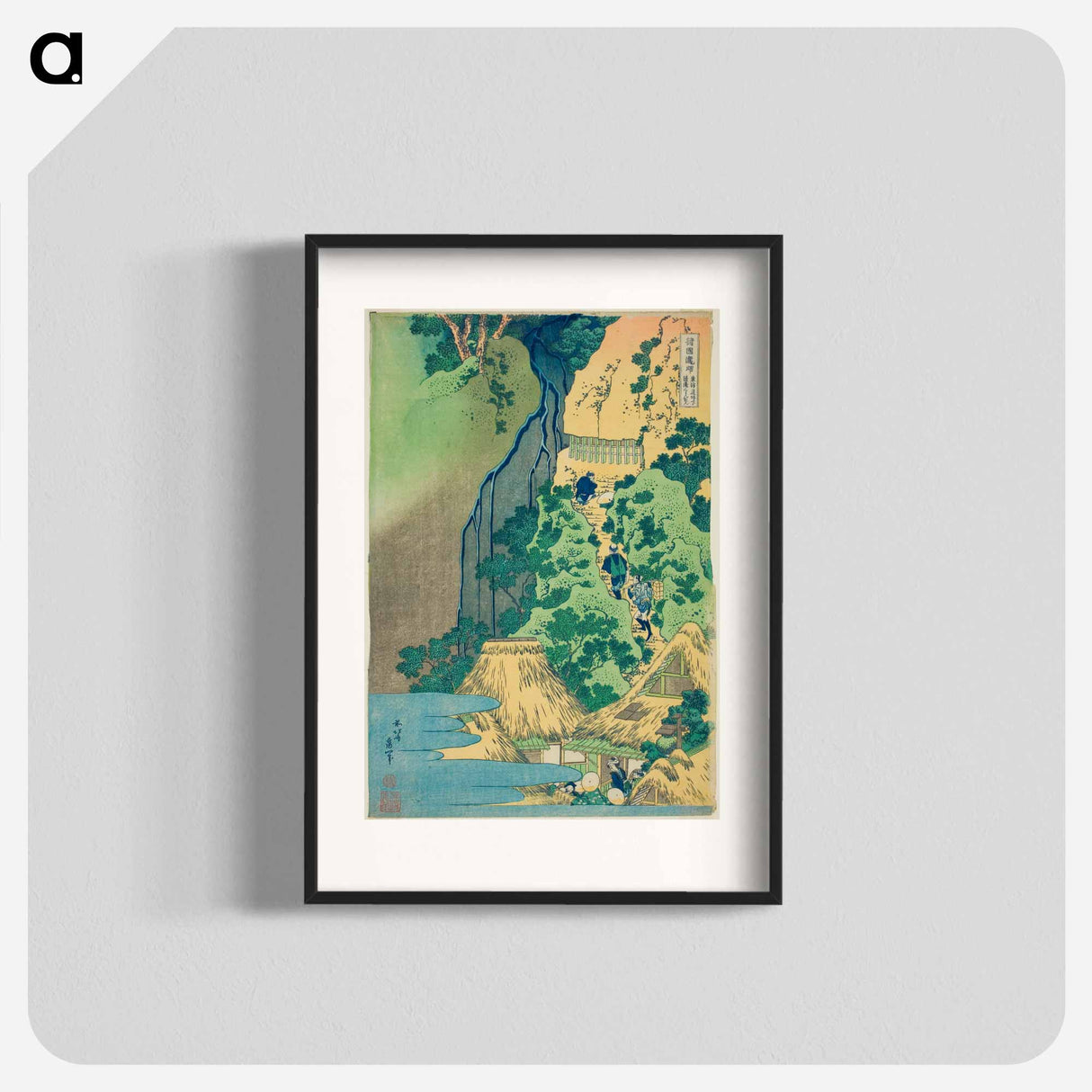 Hokusai's Kannon Waterfall - Katsushika Hokusai Poster.
