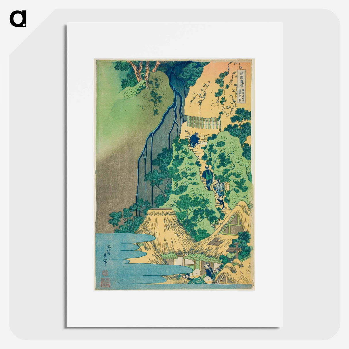 Hokusai's Kannon Waterfall - Katsushika Hokusai Poster.