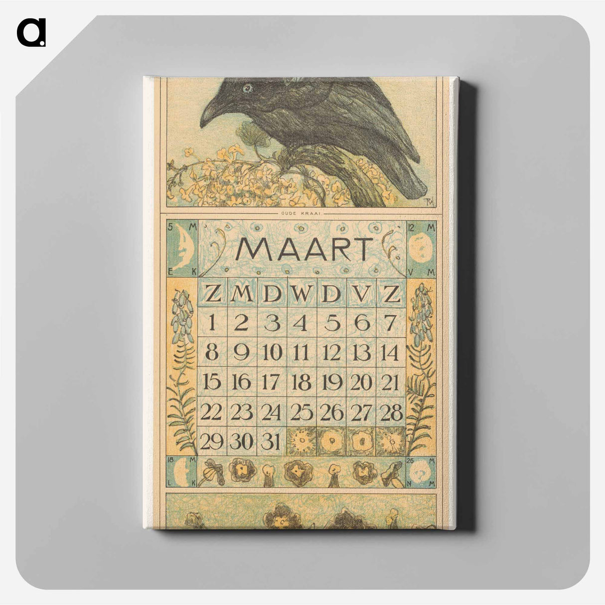 Kalenderblad maart met kraai - テオ ヴァン ホイテマ Canvas.
