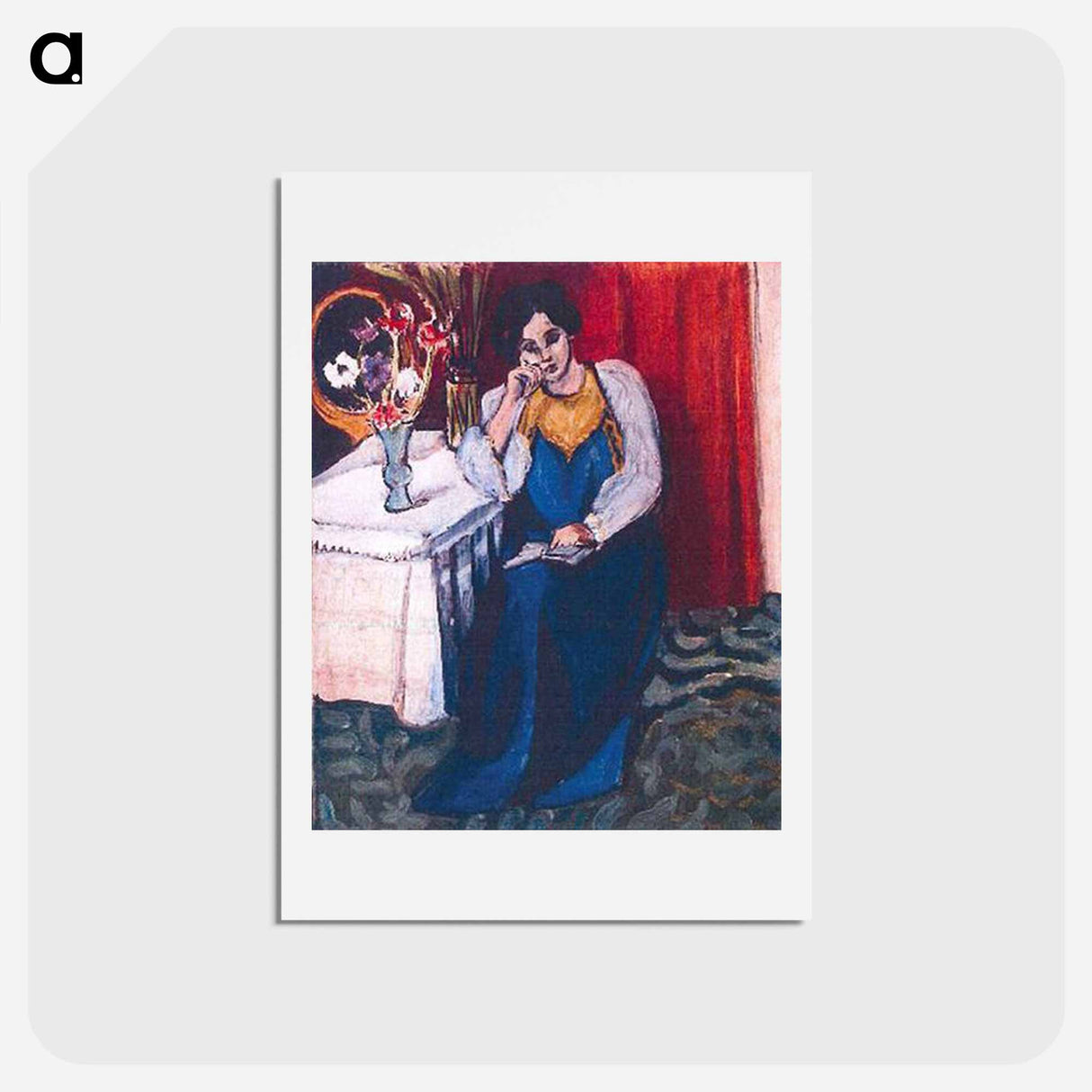 アートポストカード-Reading Girl in White and Yellow - アンリ マティス Postcard.
