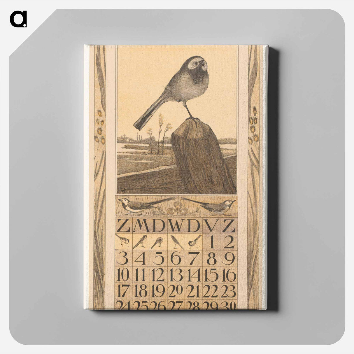 Kalenderblad april met kwikstaart - テオ ヴァン ホイテマ Canvas.