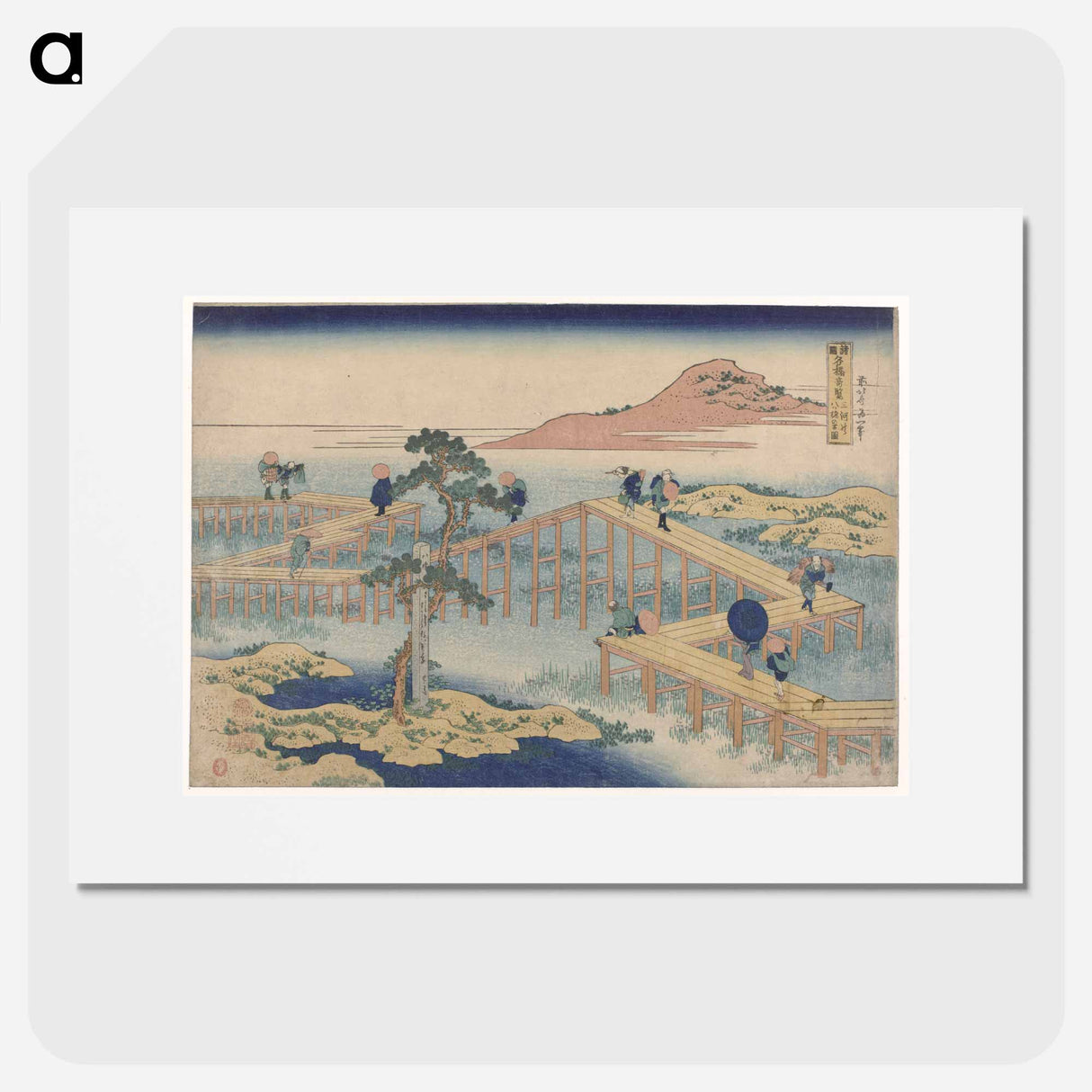 Ancient View of Yatsuhashi in Mikawa Province - Katsushika Hokusai Poster.