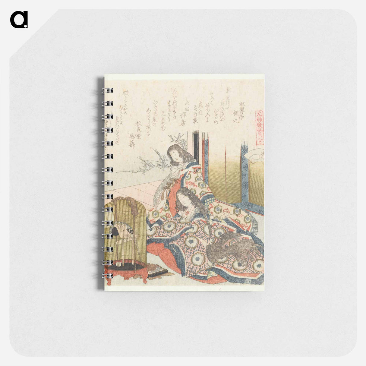 Two court ladies in clothing from the Heian period - 葛飾 北斎 Memo.