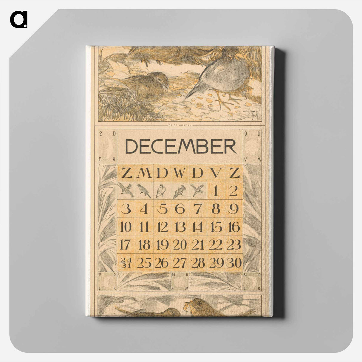 Calendar December with Eternal Vogels - Theo Van Hoytema Canvas.