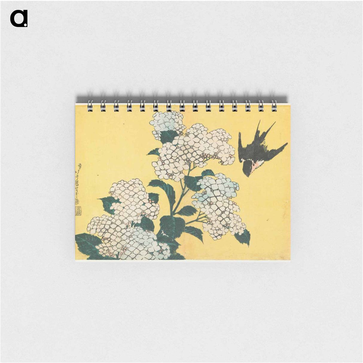 Hydrangeas and Swallow - 葛飾 北斎 Memo.