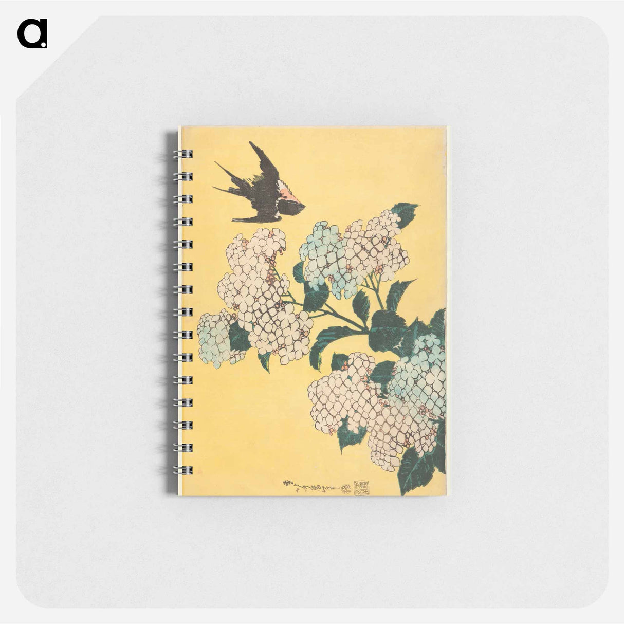 Hydrangea and Swallow - 葛飾 北斎 Memo.
