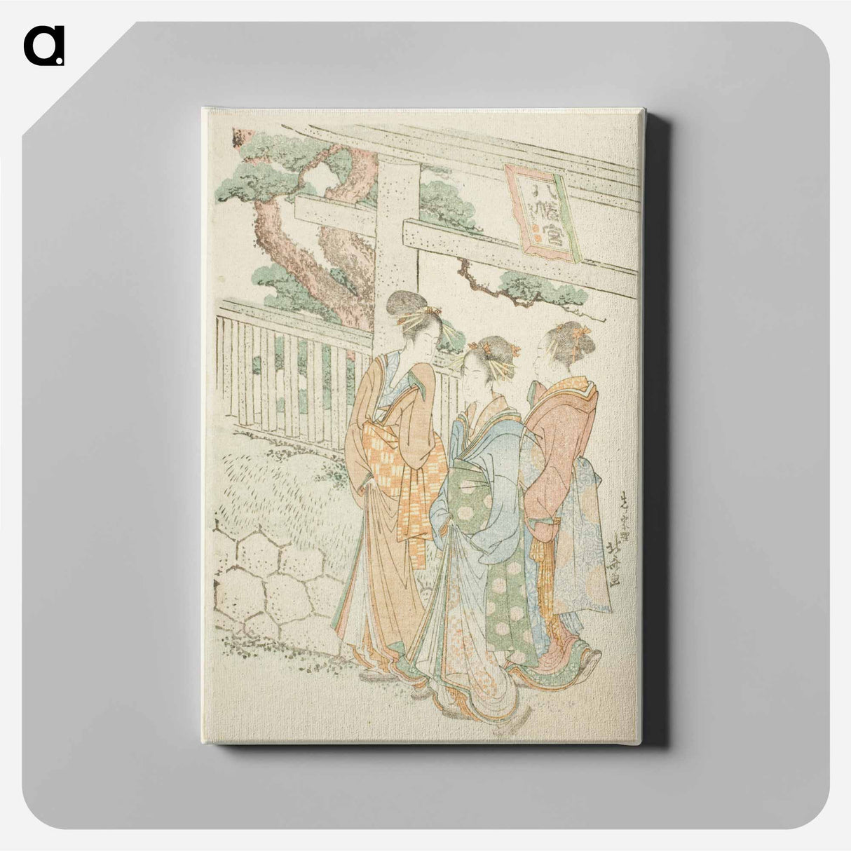 Visitors to the Hachiman shrine - Katsushika Hokusai Canvas.