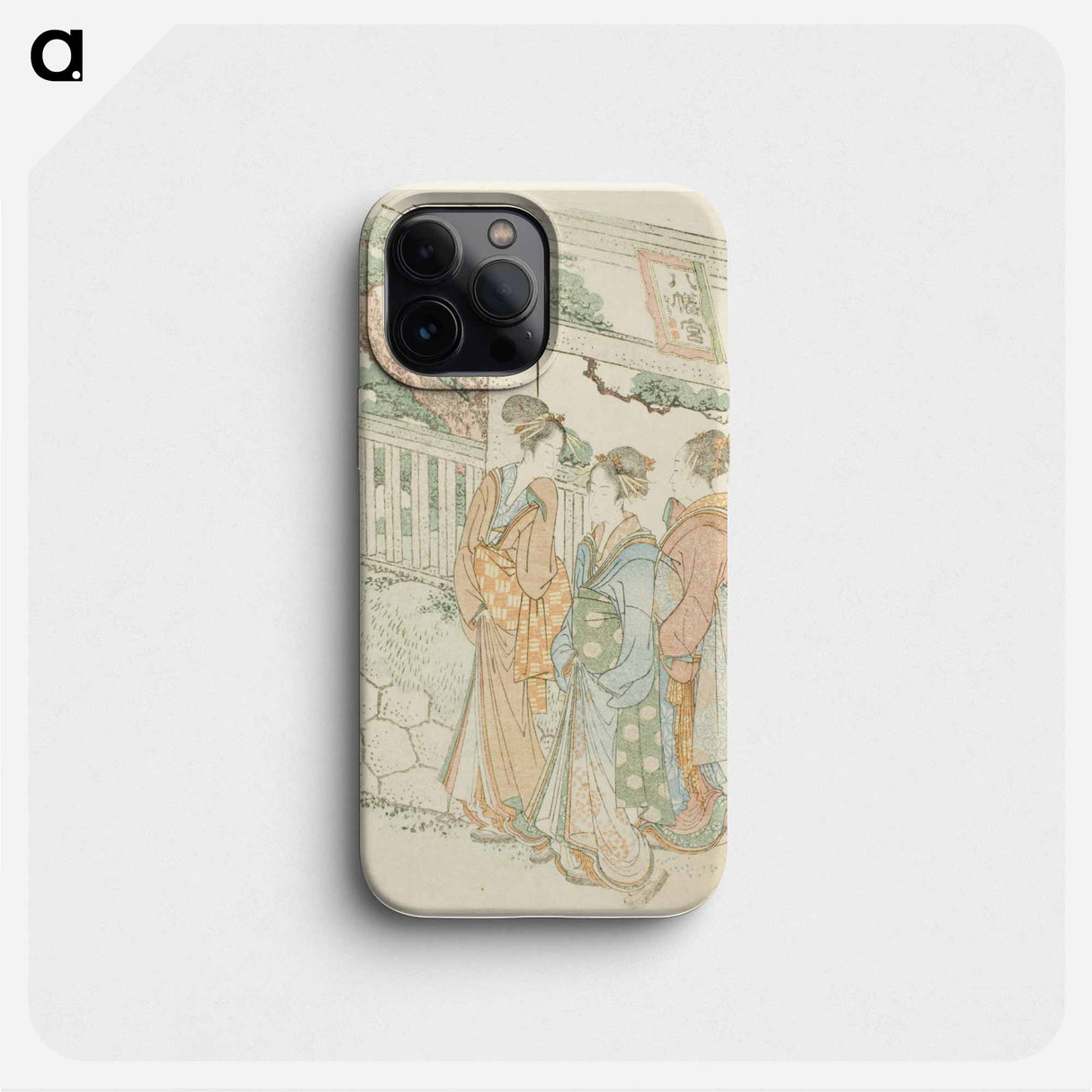 Visitors to the Hachiman shrine - Katsushika Hokusai Phone Case.