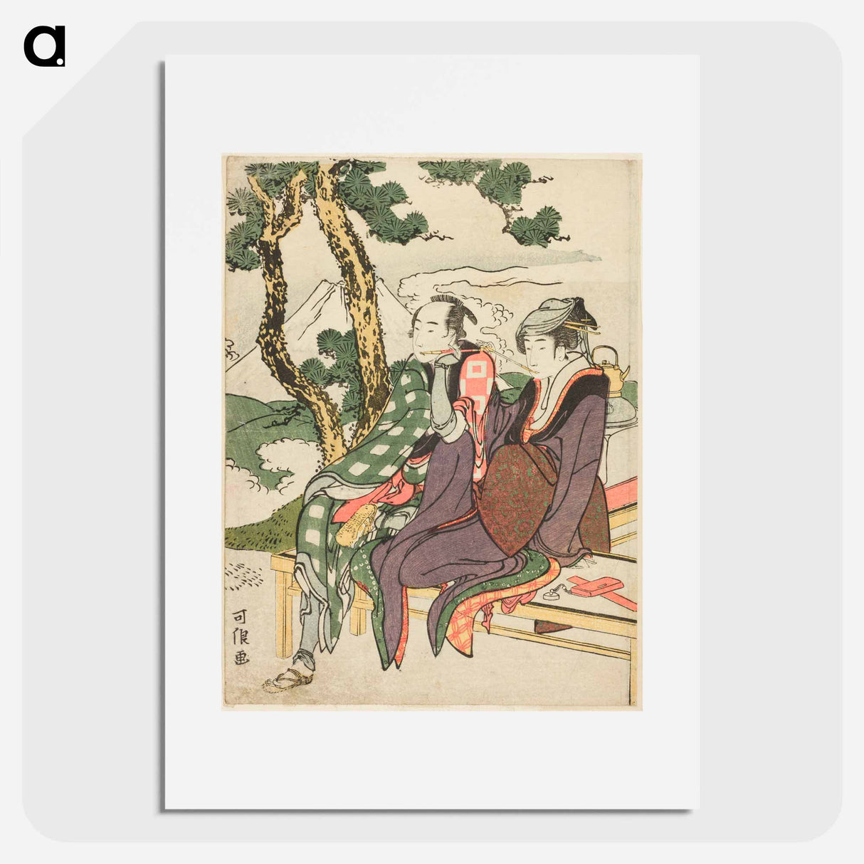 Evening Glow for Date no Yosaku and Seki no Koman - Katsushika Hokusai Poster.