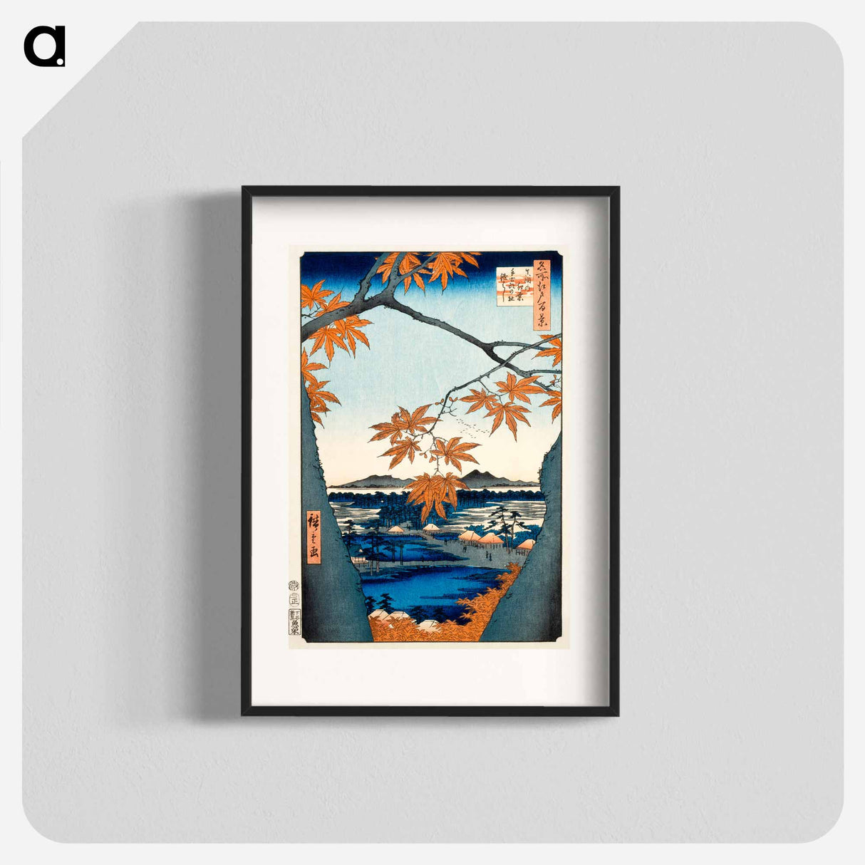 アートポスター-Maple Trees at Mama, Tekona Shrine and Linked Bridge
- 歌川 広重 Poster.