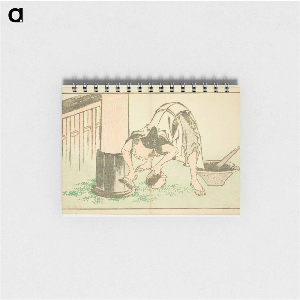 Craftsman working on Temple - 葛飾 北斎 Memo.