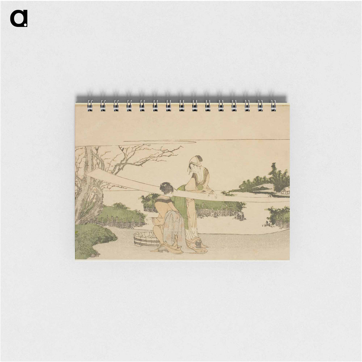 Two women stretching cloth - 葛飾 北斎 Memo.