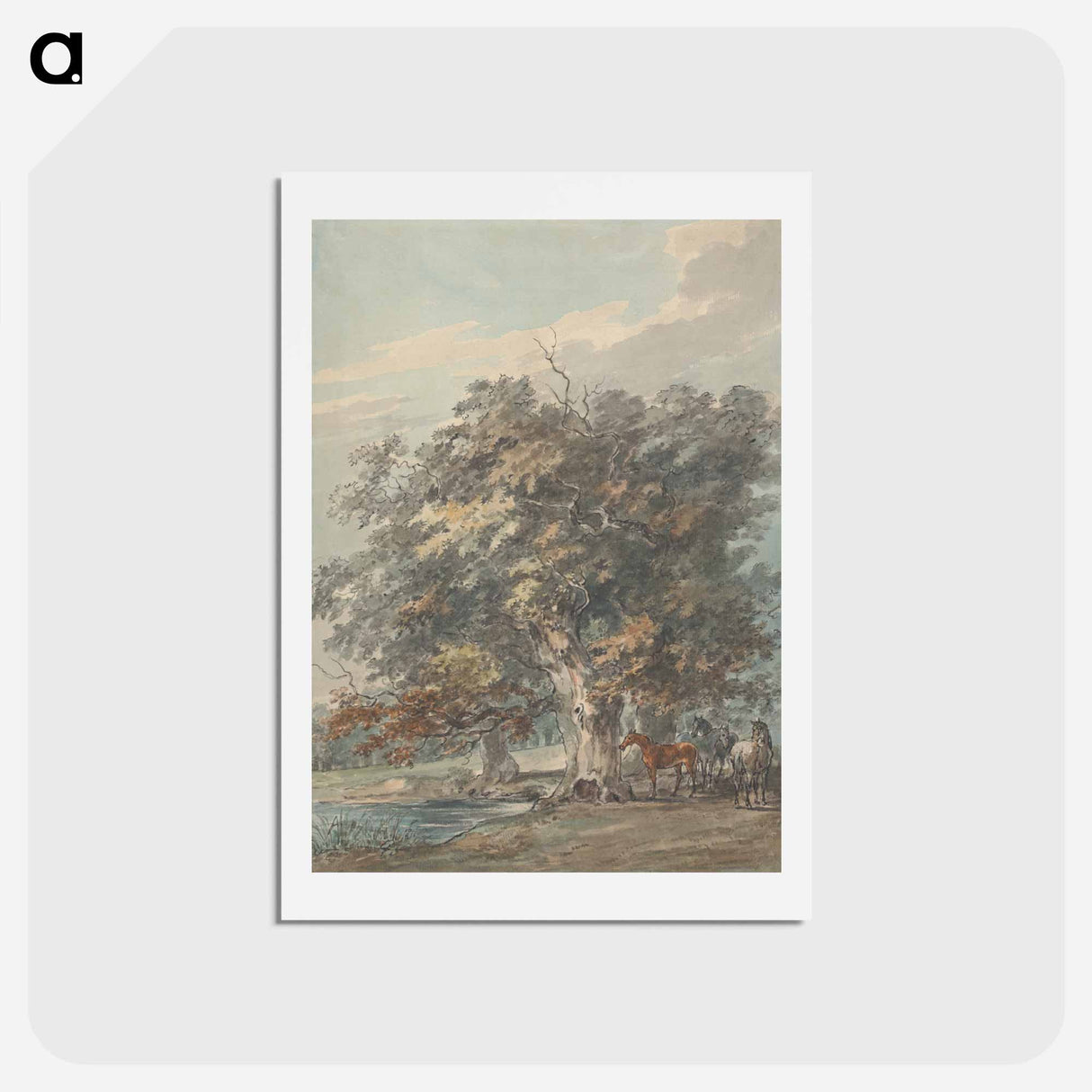 アートポストカード-Four Horses Standing in a Group in the Shade of Large Trees by Water
- イェール大学アートギャラリー Postcard.