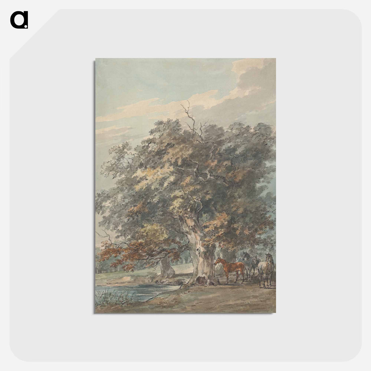 アートポストカード-Four Horses Standing in a Group in the Shade of Large Trees by Water
- イェール大学アートギャラリー Postcard.