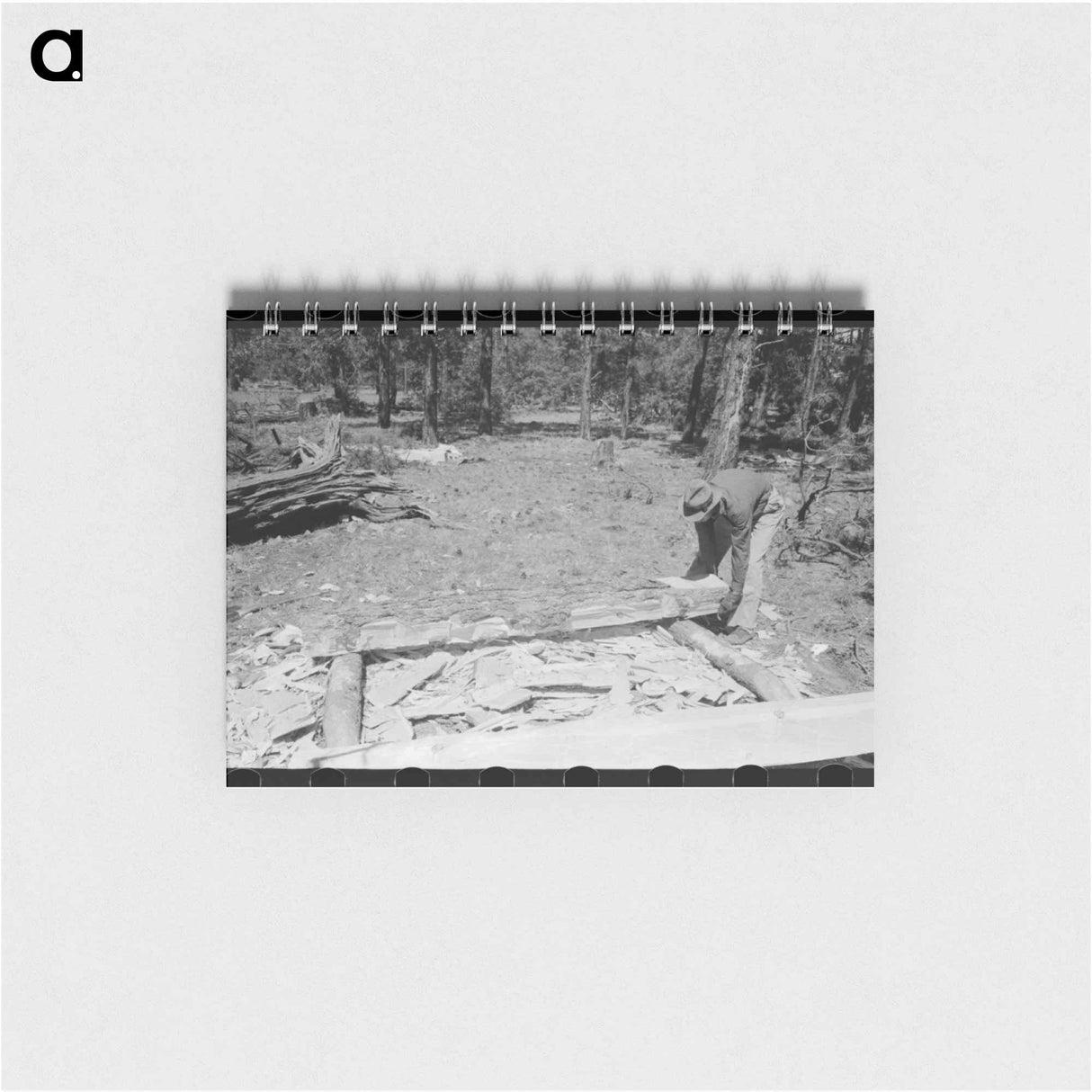 アートメモ帳-Putting Log into Place Before Hewing into Tie, Pie Town, New Mexico
- ラッセル リー Memo.