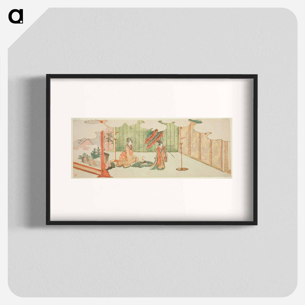 Young girl dancing at nobleman's mansion - Katsushika Hokusai Poster.