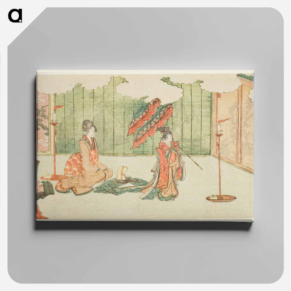 Young girl dancing at nobleman's mansion - Katsushika Hokusai Canvas.