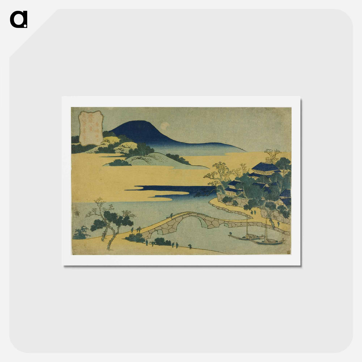 アートポストカード-Evening Moon at Izumizaki - 葛飾 北斎 Postcard.