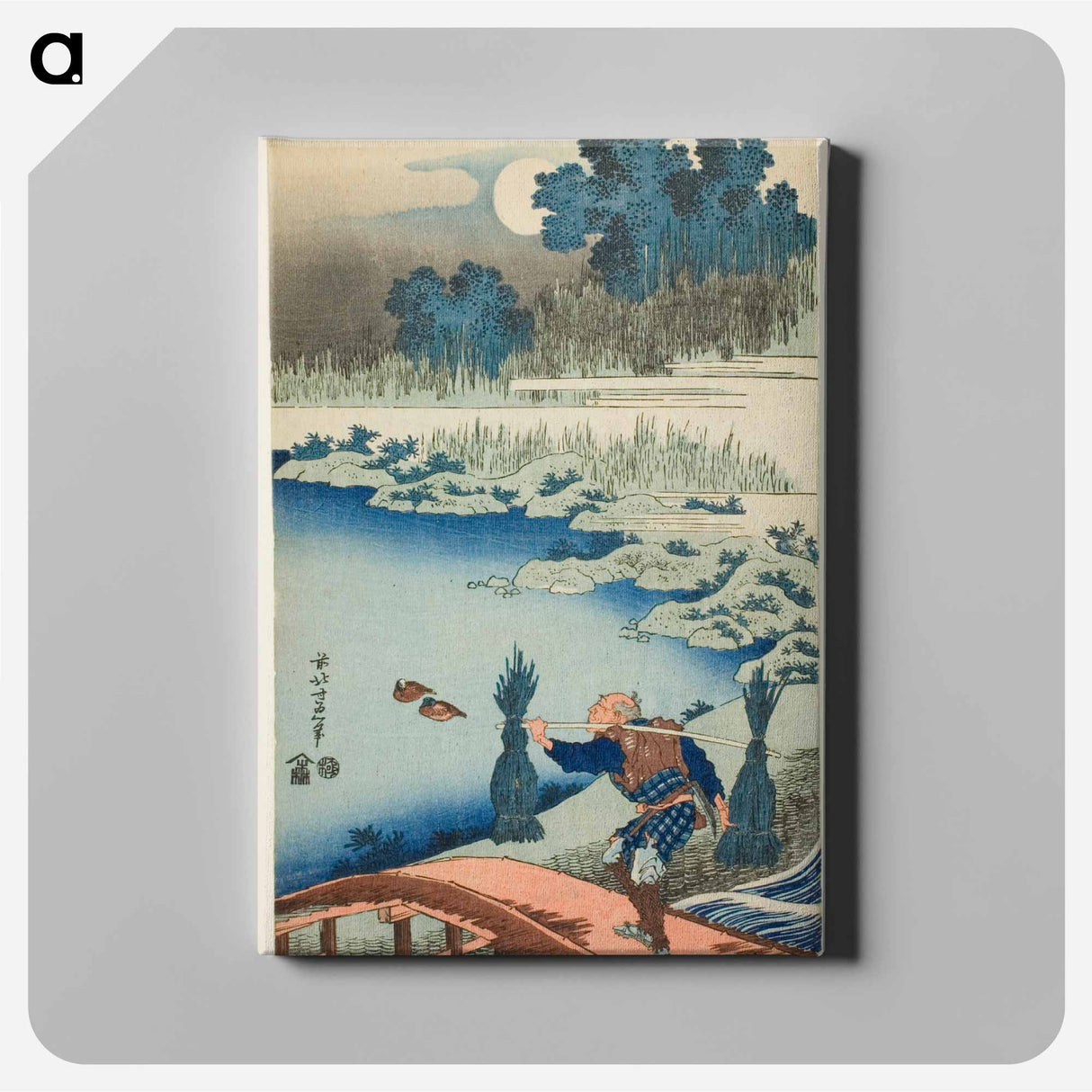 アートパネル-A Peasant Crossing a Bridge - 葛飾 北斎 Canvas.
