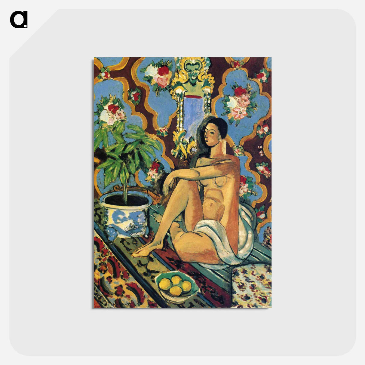 アートポストカード-Decorative Figure on an Ornamental Background - アンリ マティス Postcard.