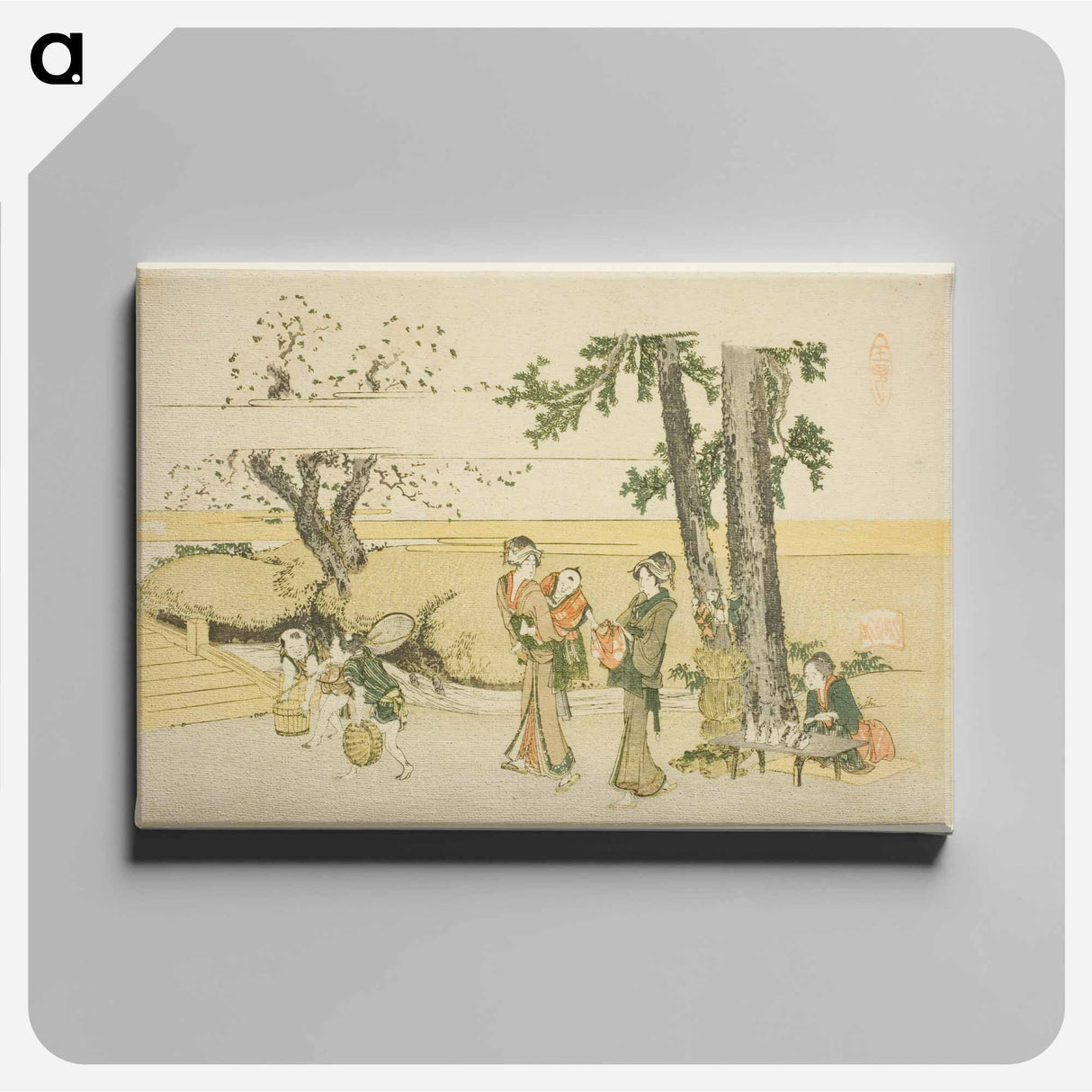 アートパネル-A Wayside Scene - 葛飾 北斎 Canvas.
