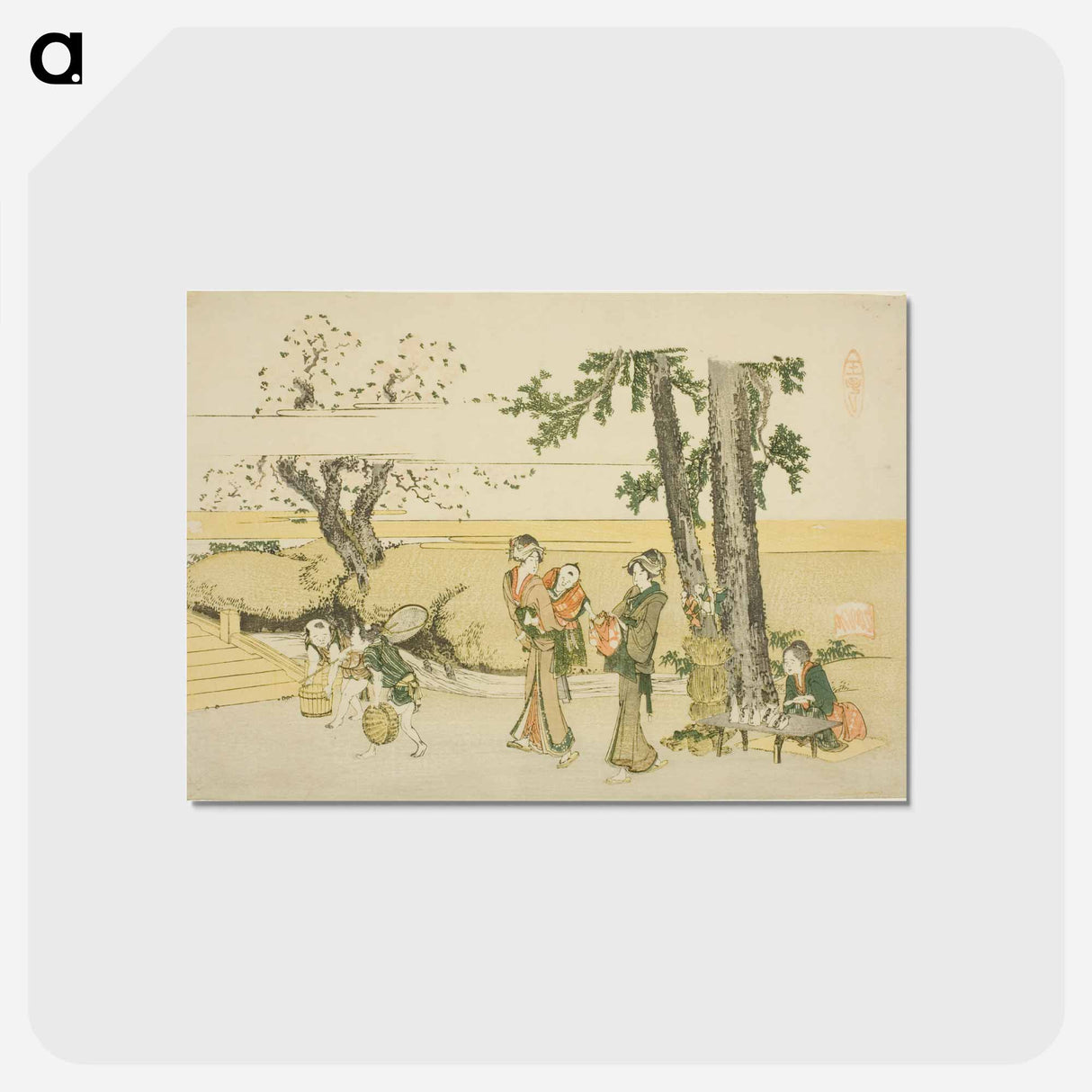アートポストカード-A Wayside Scene - 葛飾 北斎 Postcard.