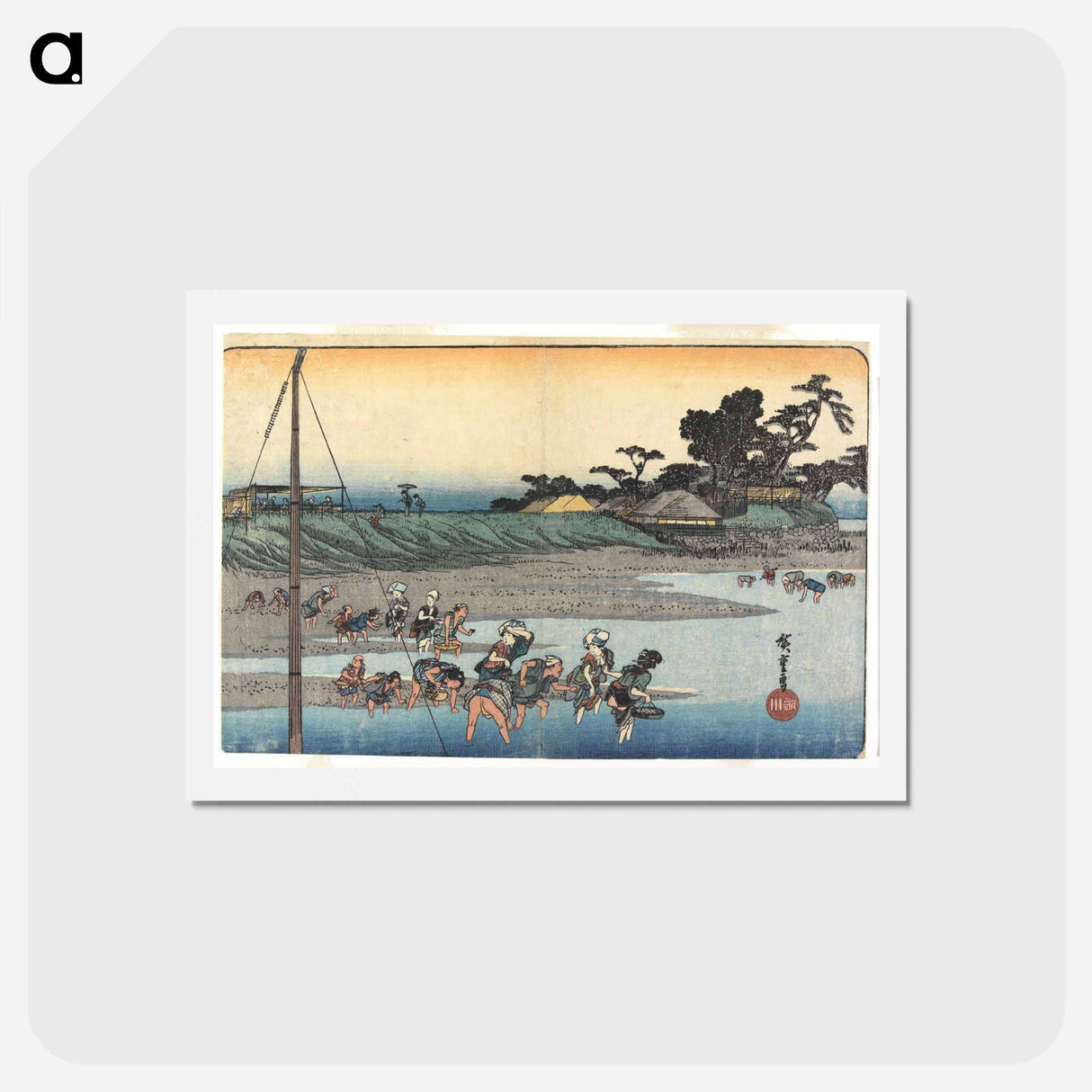 アートポストカード-Gathering Shellfish at Low Tide at Susaki
- 歌川 広重 Postcard.