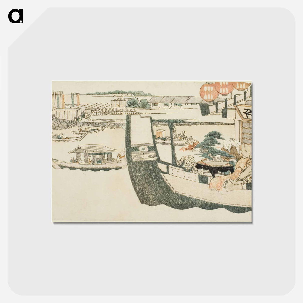 アートポストカード-Boating parties on the Sumida River - 葛飾 北斎 Postcard.