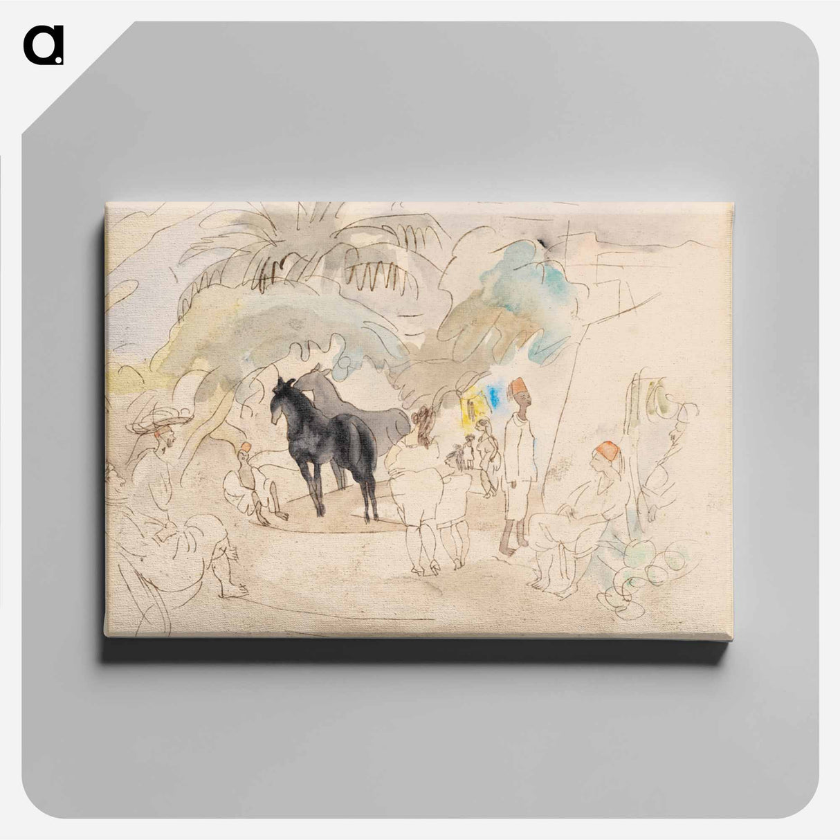 アートパネル-Figures and Two Horses in Landscape
- バーンズ・コレクション Canvas.